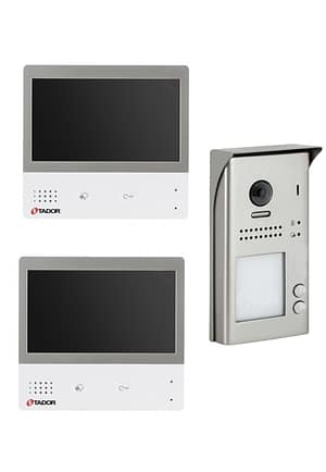 two wires door entry kit with two calling buttons panel and 2 x 7 inch monitor